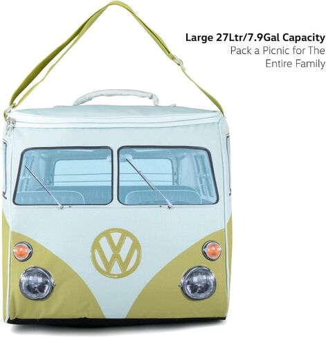 Volkswagen Large Soft Sided Cooler Bag - Collapsible Insulated Picnic Lunch Bag with Adjustable Strap (30 Liter) - VW Bus Accessories in Saudi Arabia
