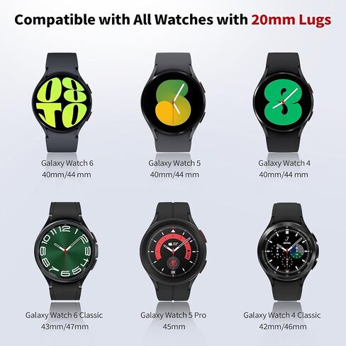 سوار سيليكون هجين من الجلد من TiMOVO متوافق مع ساعة Galaxy Watch 6 5 4 40/44 مم، ساعة 4 6 كلاسيكية 47 43 42 مم، ساعة 5 Pro 45 مم، 20 مم أشرطة أصلية سريعة الإصدار للنساء والرجال in Kuwait