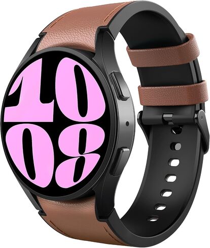 سوار سيليكون هجين من الجلد من TiMOVO متوافق مع ساعة Galaxy Watch 6 5 4 40/44 مم، ساعة 4 6 كلاسيكية 47 43 42 مم، ساعة 5 Pro 45 مم، 20 مم أشرطة أصلية سريعة الإصدار للنساء والرجال in Kuwait