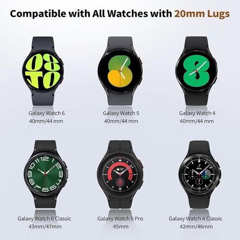 سوار سيليكون هجين من الجلد من TiMOVO متوافق مع ساعة Galaxy Watch 6 5 4 40/44 مم، ساعة 4 6 كلاسيكية 47 43 42 مم، ساعة 5 Pro 45 مم، 20 مم أشرطة أصلية سريعة الإصدار للنساء والرجال in Kuwait
