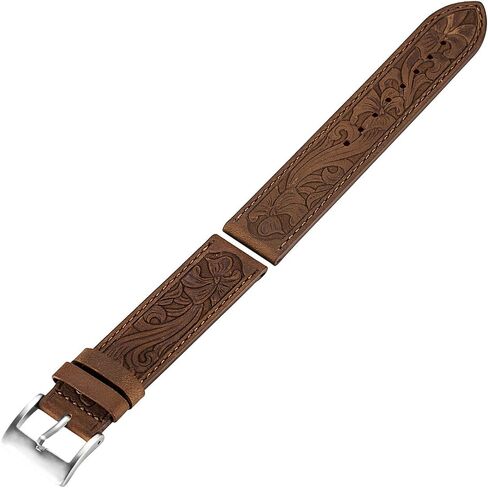 for Apple Watch Band 45mm 44mm 42mm 41mm 40mm 38mm, Carved Handmade Bump Retro Genuine Leather Flower Replacement Strap for Men Women Brown Bracelet for Iwatch Series 7 6 5 SE 4 3 2 1 in Saudi Arabia