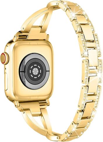 Wipalor Dressy X Band لأساور ساعات Apple الذهبية مقاس 40 مم للنساء مع حافظة ماسية لامعة، أساور iWatch معدنية رفيعة للنساء، حزام لطيف مصمم لساعة Apple Watch SE Band Series 6 Band Series 5 4- ذهبي in Kuwait