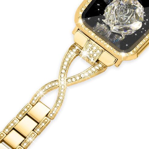 Wipalor Dressy X Band لأساور ساعات Apple الذهبية مقاس 40 مم للنساء مع حافظة ماسية لامعة، أساور iWatch معدنية رفيعة للنساء، حزام لطيف مصمم لساعة Apple Watch SE Band Series 6 Band Series 5 4- ذهبي in Kuwait