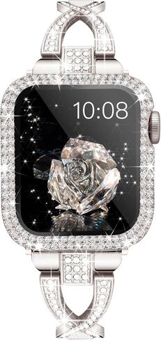 Wipalor Dressy X Band لأساور ساعات Apple الذهبية مقاس 40 مم للنساء مع حافظة ماسية لامعة، أساور iWatch معدنية رفيعة للنساء، حزام لطيف مصمم لساعة Apple Watch SE Band Series 6 Band Series 5 4- ذهبي in Kuwait