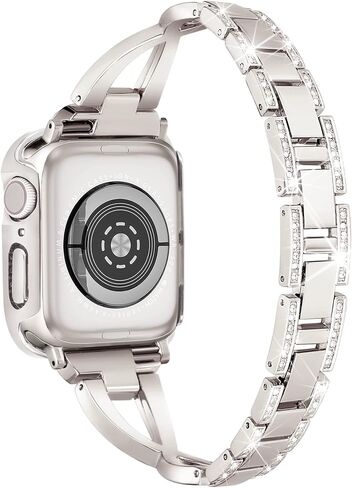 Wipalor Dressy X Band لأساور ساعات Apple الذهبية مقاس 40 مم للنساء مع حافظة ماسية لامعة، أساور iWatch معدنية رفيعة للنساء، حزام لطيف مصمم لساعة Apple Watch SE Band Series 6 Band Series 5 4- ذهبي in Kuwait