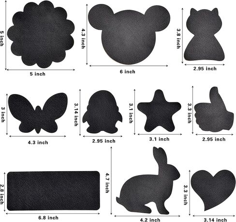 مجموعة إصلاح الجلد، 10 قطع شريط أدوات إصلاح الجلود ذاتية اللصق، لا حاجة للقطع، رقعة جلدية لإصلاح أثاث الفينيل وكرسي السيارة ومقعد السيارة - أسود in Kuwait