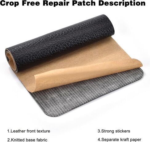 مجموعة إصلاح الجلد، 10 قطع شريط أدوات إصلاح الجلود ذاتية اللصق، لا حاجة للقطع، رقعة جلدية لإصلاح أثاث الفينيل وكرسي السيارة ومقعد السيارة - أسود in Kuwait