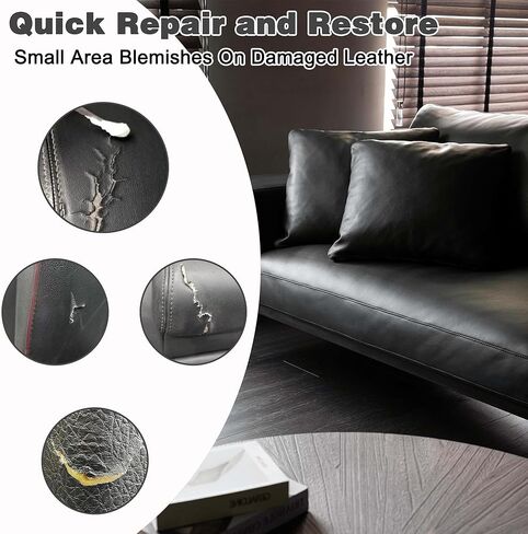 مجموعة إصلاح الجلد، 10 قطع شريط أدوات إصلاح الجلود ذاتية اللصق، لا حاجة للقطع، رقعة جلدية لإصلاح أثاث الفينيل وكرسي السيارة ومقعد السيارة - أسود in Kuwait