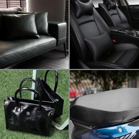 مجموعة إصلاح الجلد، 10 قطع شريط أدوات إصلاح الجلود ذاتية اللصق، لا حاجة للقطع، رقعة جلدية لإصلاح أثاث الفينيل وكرسي السيارة ومقعد السيارة - أسود in Kuwait