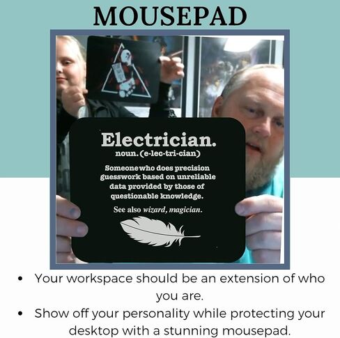 Engineer 9" Mousepad Engineering Mousemat - Funny Electrician Definition Graduation Graduate Black Office Poster White Mouse Mat Mouse Pad Canvas in Saudi Arabia