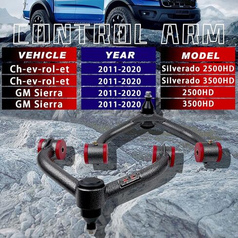 أذرع التحكم العلوية الأمامية لـ 2011-2020 Chevy Silverado 2500HD 3500HD GMC Sierra 2500HD 3500HD، مجموعات تعليق رفع 2-4 بوصة أذرع تحكم قابلة للتعديل مع وصلة كروية قطعتان in Kuwait