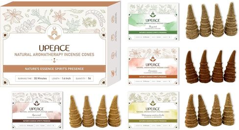 Organic Non Toxic Backflow Incense Cones Variety Pack (56 Waterfall Cones)| 30 Minutes Long Lasting Burn for Positive Vibes, Meditation with Natural Cinnamon, Agarwood, Mugwort, Vietnamese Mixed Herbs in Saudi Arabia