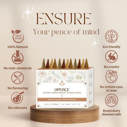 Organic Non Toxic Backflow Incense Cones Variety Pack (56 Waterfall Cones)| 30 Minutes Long Lasting Burn for Positive Vibes, Meditation with Natural Cinnamon, Agarwood, Mugwort, Vietnamese Mixed Herbs in Saudi Arabia
