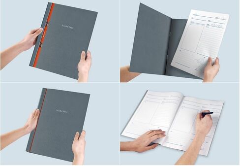 SlideNote made in Tokyo, Japan 2 Functions of Files and Notebooks One-Touch Mechanism Holeless Paper A4 Size Revolutionary Stationery (Dark Gray) in Saudi Arabia