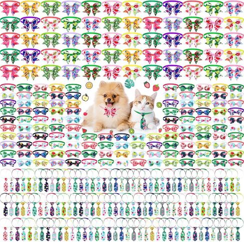 Sanwuta 300 Pcs Dog Bow Tie Collars Bulk for Dogs Adjustable Summer Spring Basic Dog Bowtie Collars for Medium Large Dogs 120 Pet Neck Ties 120 Bowties 60 Bowknot Set for Pet Grooming Accessories in Saudi Arabia
