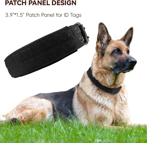 Heavy Duty Dog Collar for Large Dogs, Tactical Dog Collars with Metal Buckle & D Ring, 1.5" Width Thick Adjustable Nylon Collar for Medium Dogs, Black/L in Saudi Arabia