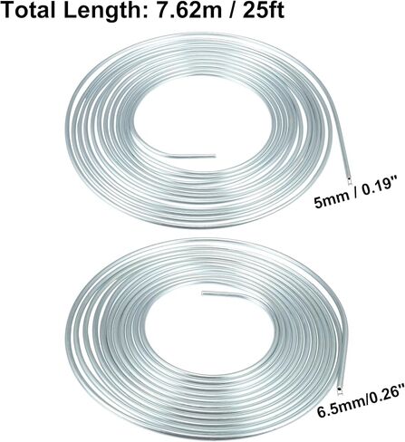 uxcell 2 Set 25 Ft of 1/4" and 3/16" OD Brake Line Tubing Kit Flexible Zinc Coated Brake Line Tube Roll Coil with 32 Inverted Flare Fittings in Saudi Arabia