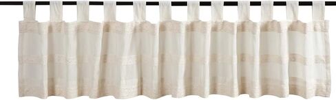 VHC Brands Farmhouse Kitchen Window Curtains-Quinn White Tab Top Valance, 16x90, Creme in Saudi Arabia