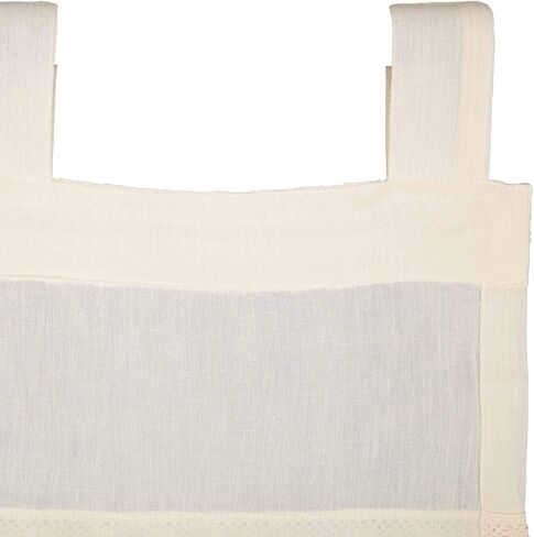 VHC Brands Farmhouse Kitchen Window Curtains-Quinn White Tab Top Valance, 16x90, Creme in Saudi Arabia
