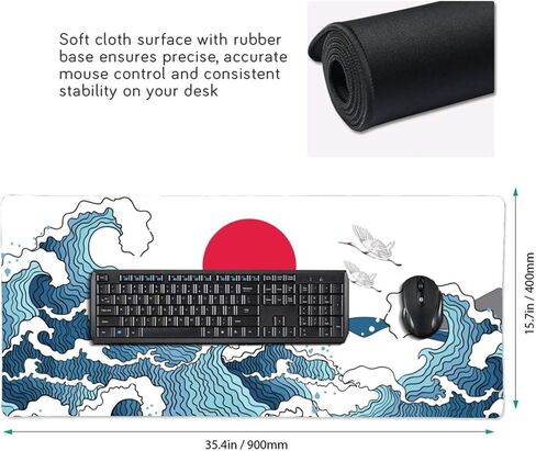 White Topographic Contour Gaming Mouse Pad 35.4 X 15.7 Inch XXL Geographic Map Lines Full Des Mousepad Extended Large Non-Slip Rubber Base Keyboard Mat with Stitched Edges for Home Office in Saudi Arabia