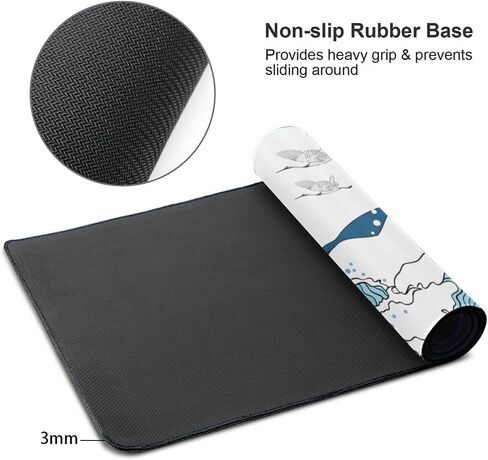 White Topographic Contour Gaming Mouse Pad 35.4 X 15.7 Inch XXL Geographic Map Lines Full Des Mousepad Extended Large Non-Slip Rubber Base Keyboard Mat with Stitched Edges for Home Office in Saudi Arabia