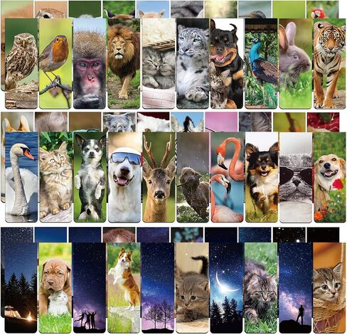 60 Pieces Cool Kids Magnetic Bookmarks Set for Kids Cute Animal Book Marks Space Galaxy Magnetic Bookmarks Cute Cat Bookmarks Cute Dog Bookmarks for Book Lovers Book Club Classroom Gifts for Students in Saudi Arabia