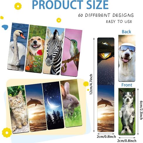 60 Pieces Cool Kids Magnetic Bookmarks Set for Kids Cute Animal Book Marks Space Galaxy Magnetic Bookmarks Cute Cat Bookmarks Cute Dog Bookmarks for Book Lovers Book Club Classroom Gifts for Students in Saudi Arabia