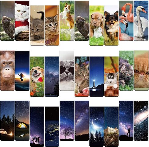 60 Pieces Cool Kids Magnetic Bookmarks Set for Kids Cute Animal Book Marks Space Galaxy Magnetic Bookmarks Cute Cat Bookmarks Cute Dog Bookmarks for Book Lovers Book Club Classroom Gifts for Students in Saudi Arabia
