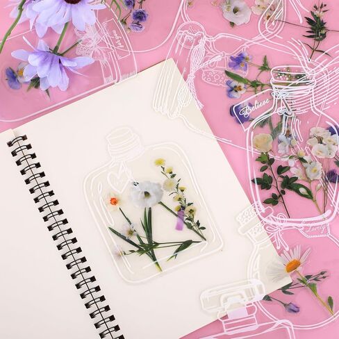 40 Pcs Transparent Dried Flower Bookmarks Handmade DIY Bookmarks Making Kit Crafts Clear Pressed Flower Bookmark Natural Flower Bookmark Maker Transparent Plant Floral Page Bookmark DIY Page Markers in Saudi Arabia
