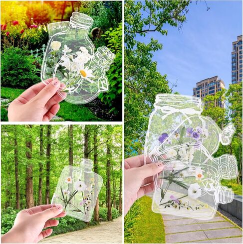 40 Pcs Transparent Dried Flower Bookmarks Handmade DIY Bookmarks Making Kit Crafts Clear Pressed Flower Bookmark Natural Flower Bookmark Maker Transparent Plant Floral Page Bookmark DIY Page Markers in Saudi Arabia