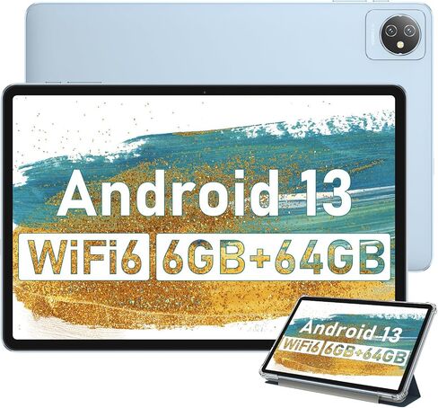 تابلت بلاك فيو أندرويد 13 - تابلت بشاشة 10.1 بوصة، ذاكرة وصول عشوائي 6 جيجابايت، 64 جيجابايت ذاكرة تخزين داخلية 1 تيرابايت، كاميرا مزدوجة 5 ميجابكسل، واي فاي 6، 6580 مللي أمبير في الساعة أندرويد تابلت، تابلت جوجل بلاي للتحكم في الوالدين، أزرق in Kuwait