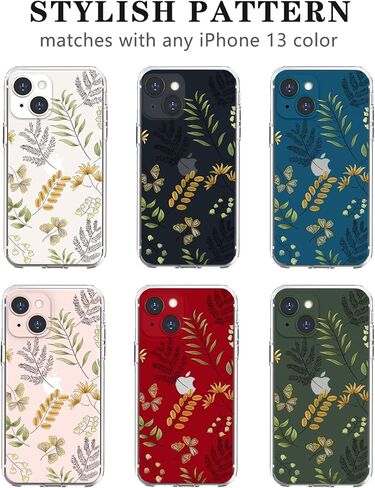 Compatible for iPhone 13 Case Cute Clear Hibiscus Flower Floral Aesthetic Printed Design for Girls Women Soft TPU Shockproof Protective Girly for iPhone 13-Pink in Saudi Arabia
