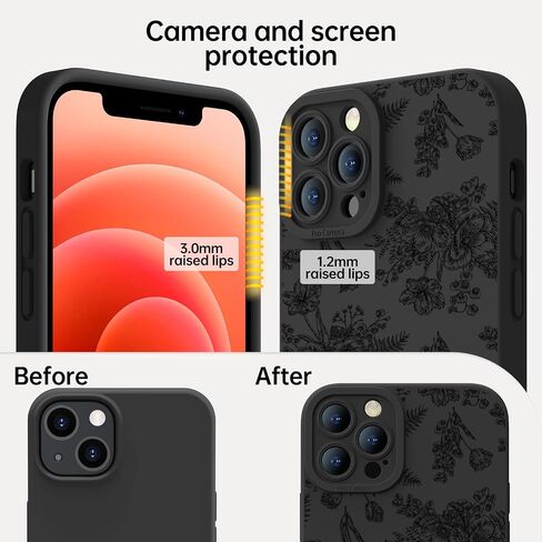 Goodon for iPhone 13 Pro Max Case with Screen Protector and Enhanced Camera Lens Cover - Floral Design for Women and Girls - Slim Fit Shockproof Matte Flexible TPU Protective Phone Case - Butterfly in Saudi Arabia