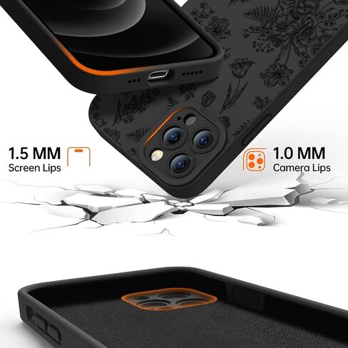 Goodon for iPhone 13 Pro Max Case with Screen Protector and Enhanced Camera Lens Cover - Floral Design for Women and Girls - Slim Fit Shockproof Matte Flexible TPU Protective Phone Case - Butterfly in Saudi Arabia