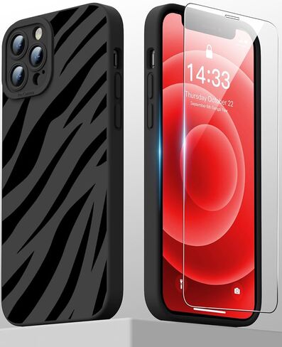 Goodon for iPhone 13 Pro Max Case with Screen Protector and Enhanced Camera Lens Cover - Floral Design for Women and Girls - Slim Fit Shockproof Matte Flexible TPU Protective Phone Case - Butterfly in Saudi Arabia