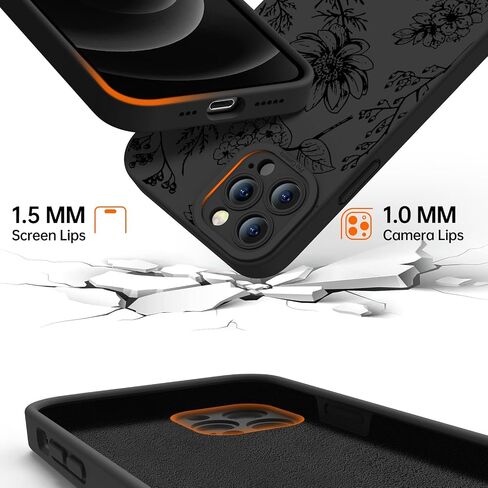 Goodon for iPhone 13 Pro Max Case with Screen Protector and Enhanced Camera Lens Cover - Floral Design for Women and Girls - Slim Fit Shockproof Matte Flexible TPU Protective Phone Case - Butterfly in Saudi Arabia