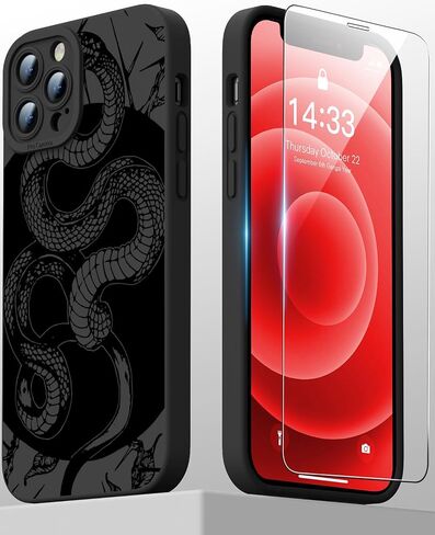 Goodon for iPhone 13 Pro Max Case with Screen Protector and Enhanced Camera Lens Cover - Floral Design for Women and Girls - Slim Fit Shockproof Matte Flexible TPU Protective Phone Case - Butterfly in Saudi Arabia