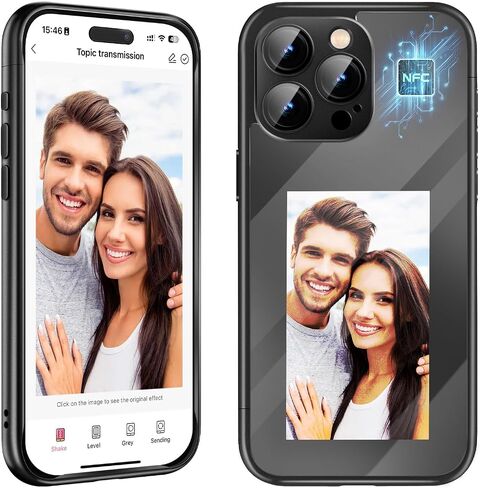 Smart Ink Phone Case for iPhone 15 Pro, Magnetic NFC Transmission Ink Screen Phone Case with AI, Customizable Images E-Ink Screen iPhone Case Long-Lasting Display, Snap Frame DIY Phone Case Cover in Saudi Arabia