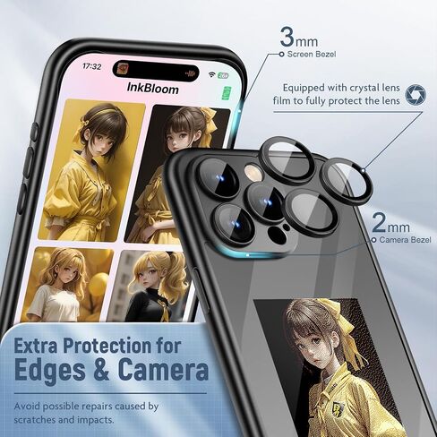 Smart Ink Phone Case for iPhone 15 Pro, Magnetic NFC Transmission Ink Screen Phone Case with AI, Customizable Images E-Ink Screen iPhone Case Long-Lasting Display, Snap Frame DIY Phone Case Cover in Saudi Arabia