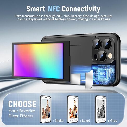 Smart Ink Phone Case for iPhone 15 Pro, Magnetic NFC Transmission Ink Screen Phone Case with AI, Customizable Images E-Ink Screen iPhone Case Long-Lasting Display, Snap Frame DIY Phone Case Cover in Saudi Arabia