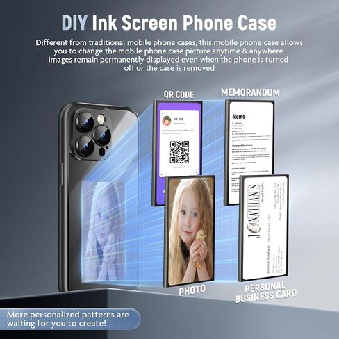 Smart Ink Phone Case for iPhone 15 Pro, Magnetic NFC Transmission Ink Screen Phone Case with AI, Customizable Images E-Ink Screen iPhone Case Long-Lasting Display, Snap Frame DIY Phone Case Cover in Saudi Arabia