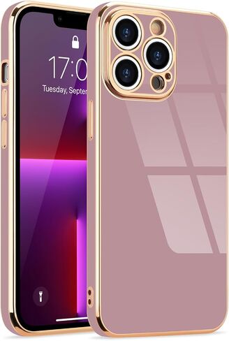 Lafunda Compatible for iPhone 13 Case Cute, Luxury Golden Edge Electroplate Case for Women Girls, Full Camera Protection Shockproof Anti-Scratch Soft TPU Bumper Phone Case Cover for iPhone 13, White in Saudi Arabia