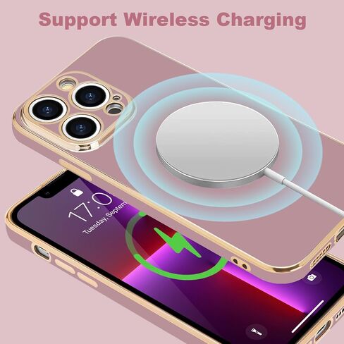 Lafunda Compatible for iPhone 13 Case Cute, Luxury Golden Edge Electroplate Case for Women Girls, Full Camera Protection Shockproof Anti-Scratch Soft TPU Bumper Phone Case Cover for iPhone 13, White in Saudi Arabia