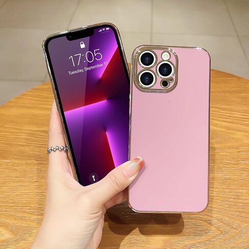 Lafunda Compatible for iPhone 13 Case Cute, Luxury Golden Edge Electroplate Case for Women Girls, Full Camera Protection Shockproof Anti-Scratch Soft TPU Bumper Phone Case Cover for iPhone 13, White in Saudi Arabia