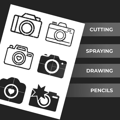 Camera Stencil - Photo Camera Stencil - Vintage Stencils - Photograph Stencil - Graffiti Spray Paint Template Stencils - Artist/Artistic Stencils - Retro Stencils - Photo/Movie Theme Stencils in Saudi Arabia