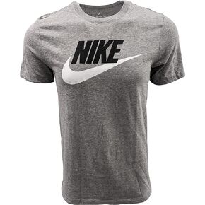 Nike Sportswear Mens Logo T-Shirt (Small, Grey/Black Text/White Swoosh)