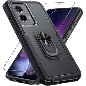 Janmitta for Motorola Moto G Stylus 5G 2023 Case with Screen Protector[Not for 2022 Version],Heavy Duty Shockproof Full Body Cover Built in Rotatable Metal Ring Holder Kickstand,Navy Blue