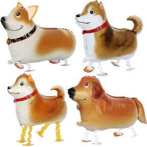 4 Pcs Fun Walking Dogs Balloons, Cute Dog Balloons Aluminum Foil Party Balloons for Kids Girls Farm Animal Theme Birthday Party Decorations Birthday Party Supplies