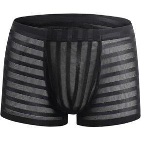 SweatyRocks Men's Sheer Mesh Mid Rise Breathable Boxer Briefs Underwear in Saudi Arabia