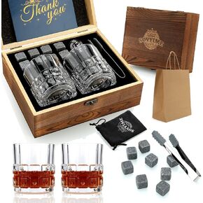 Sovyime Whiskey Stones Gifts for Men, Groomsmen Gifts, Granite Chilling Stones Bourbon Whiskey Glasses Set, Unique Birthday Gifts for Men Christmas Father's Day Valentine Retirement in Kuwait
